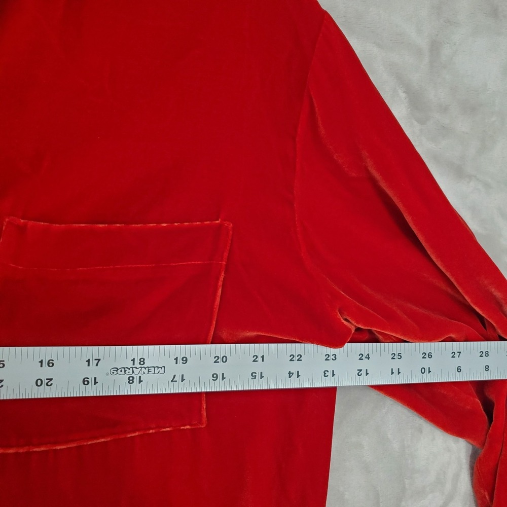 Vintage Lauren Ralph Lauren Red Velvet‎ Top Womens M Button Down Silk Blend EUC - Picture 7 of 8